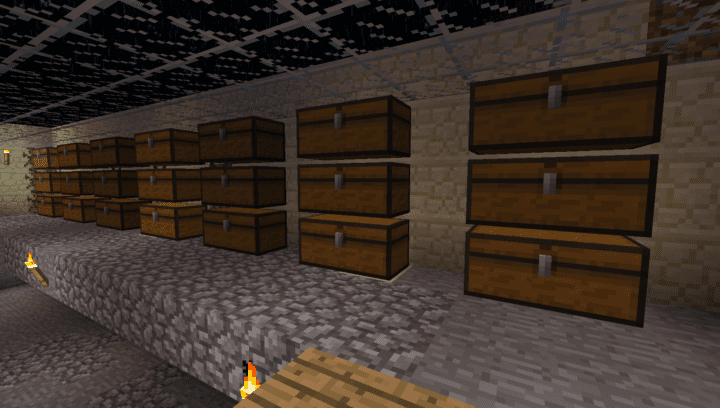 room with 21 chests
